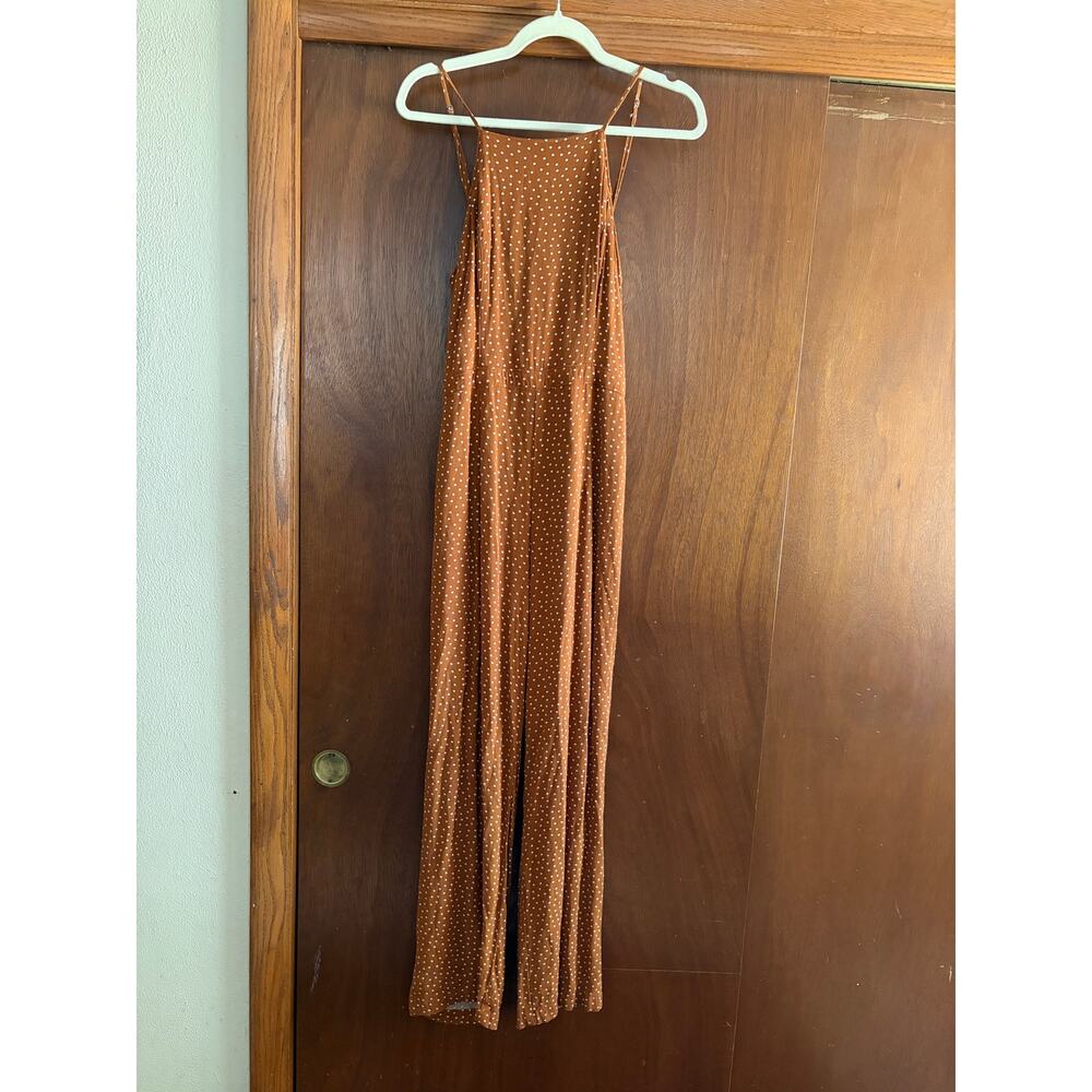 Abercrombie & Fitch Brown Polka Dot Wide Leg Jumpsuit Womens Medium